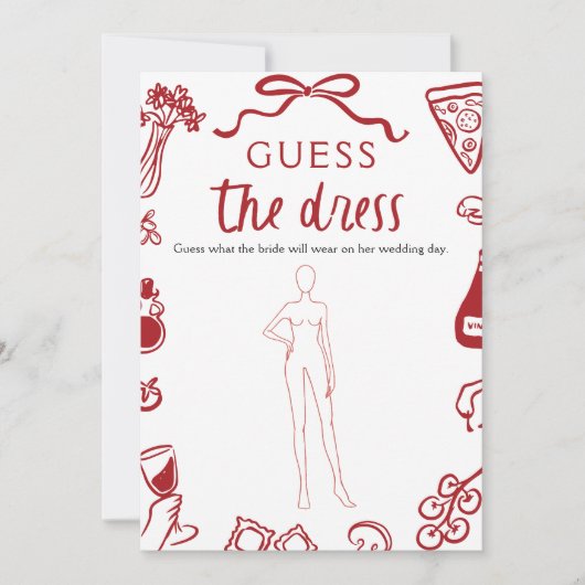 Red Hand Drain Guess The Dress Brautparty Game Einladung (Vorderseite)