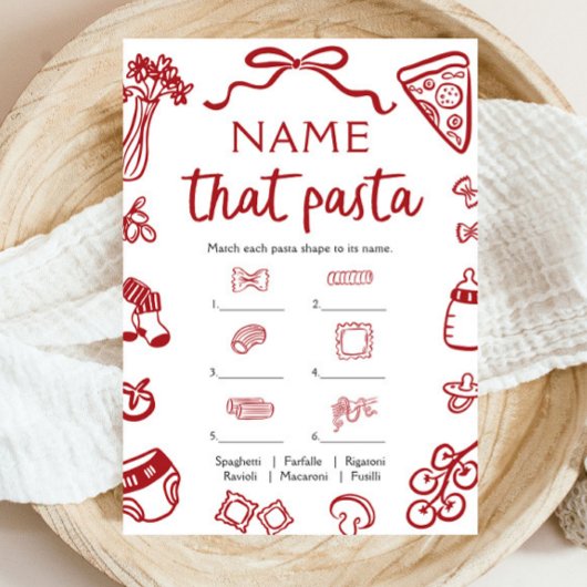 Red Hand Drain Name, dass Pasta Baby Shower Spiel Einladung