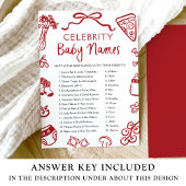 Red Hand Drawing Italian Celebrity Baby Name Game Einladung