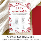 Red Hand Drawn Baby Match Baby Shower Game Einladung