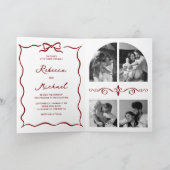 Red Hand Drawn Bow QR Code Photo Wedding Einladung (Innenseite)
