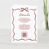 Red Hand Drawn Bow QR Code Photo Wedding Einladung (Rückseite)