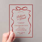 Red Hand Drawn Bow Ribbon Sketch Hochzeit Acryleinladungen (Insitu (Handheld))