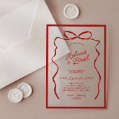 Red Hand Drawn Bow Ribbon Sketch Hochzeit Acryleinladungen