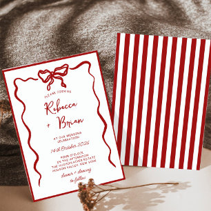 Red Hand Drawn Bow Ribbon Sketch Hochzeit Einladung