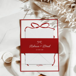 Red Hand Drawn Bow Ribbon Sketch Hochzeit Einladungsbanderole