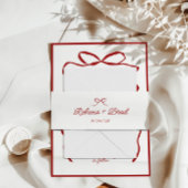 Red Hand Drawn Bow Ribbon Sketch Hochzeit Einladungsbanderole