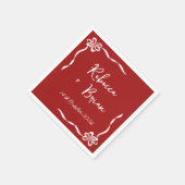 Red Hand Drawn Bow Ribbon Sketch Hochzeit Serviette (Ecke)