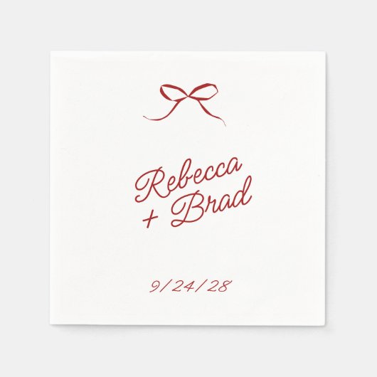 Red Hand Drawn Bow Ribbon Sketch Hochzeit Serviette (Vorderseite)