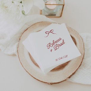 Red Hand Drawn Bow Ribbon Sketch Hochzeit Serviette