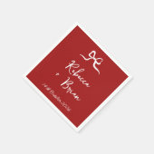 Red Hand Drawn Bow Ribbon Sketch Hochzeit Serviette (Ecke)