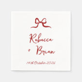 Red Hand Drawn Bow Ribbon Sketch Hochzeit Serviette (Vorderseite)