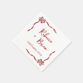 Red Hand Drawn Bow Ribbon Sketch Hochzeit Serviette (Ecke)