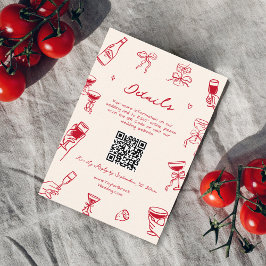 Red Hand Drawn, dass mehr Hochzeitsdetails QR-Code Begleitkarte