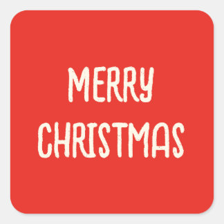 Red Hand Drawn Doodle Whimsical Frohe Weihnachten Quadratischer Aufkleber