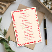 Red hand drawn heart Whimsical Wedding  Einladung