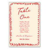 red hand drawn heart whimsical wedding tischnummer (Rückseite)