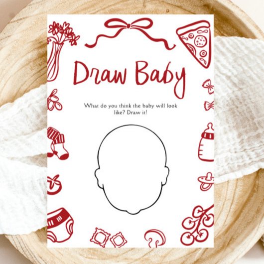 Red Hand Drawn Italian Baby Shower Zeichne Baby Ga Einladung