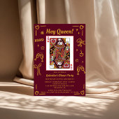 Red Hand Drawn Queen Of Hearts Galentine's Party Einladung