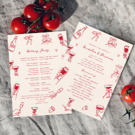 Red Hand Drawn Wedding Programm