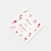 Red Hand Drawn Wedding Serviette (Ecke)