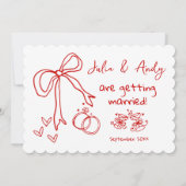 Red Hand Drawn Will you be... Einladung (Rückseite)