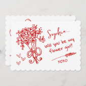 Red Hand Drawn Will you be... Einladung (Vorne/Hinten)