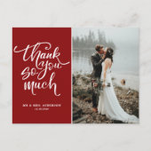 Red Hand Lettering Hochzeitsszenario Foto Vielen D Postkarte (Vorderseite)