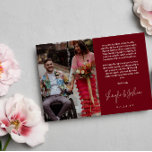 Red Hand-Writing Script Foto Hochzeit Vielen Dank Dankeskarte<br><div class="desc">Romantische Hochzeitskarte mit zwei Fotos gedruckt,  ein kleineres auf der einen und ein größeres auf der anderen Seite. Vielen Dank in einem modernen Handschrift-Skript,  auch Ihre Namen,  mit einem gedruckten Dankeschön Text oben.</div>