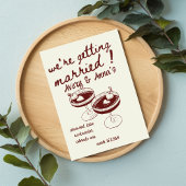 Red Hand Zeichnend Hochzeit Whimsical Einladung