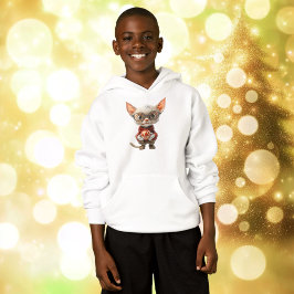 Red-Handed Christmas Cat Boy's Hoodie