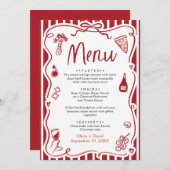 Red Handgeschriebenes Whimsical Italia Pizza Pasta (Vorne/Hinten)