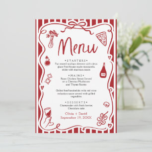 Red Handgeschriebenes Whimsical Italia Pizza Pasta