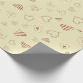 Red Handgezogen Hearts Valentine Geschenkpapier (Ecke)