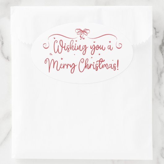 Red Handwritten Holiday Sticker Merry Christmas (Tasche)
