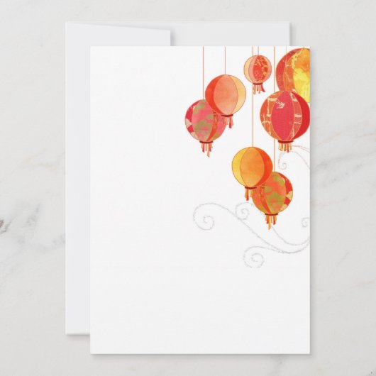 Red Hanging Lanterns Luxe Wedding Save the Date (Rückseite)