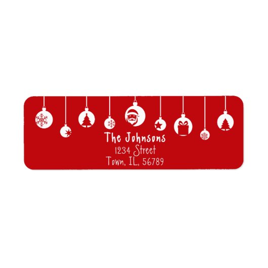 Red Hanging Ornament Return Address Label (Vorne)