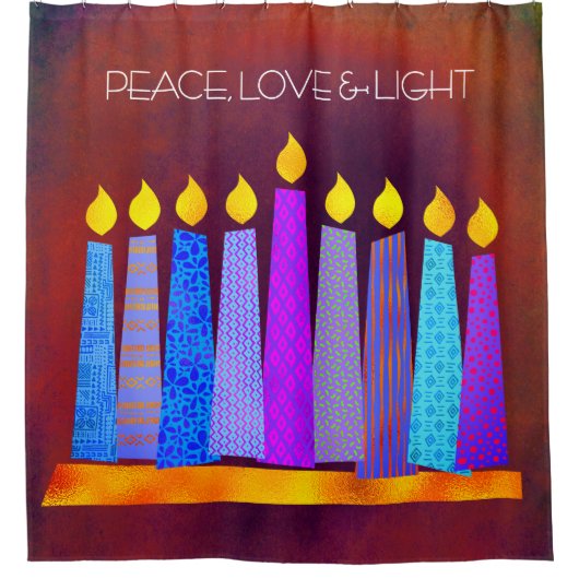 Red Hanukkah Candles Peace Liebe Light Zitat kühl Duschvorhang (Vorderseite)