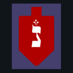 Red Hanukkah Dreidel w. Hebrew Letter Nun Poster<br><div class="desc">Red on purple dreidel with the Hebrew letter shin for the celebrations of the Jewish holiday of Hanukkah. Traditionally, during the holiday of Chanukah, children (and often adults) play a safe-hazard game with a dreidel (or sevivon in modern Hebrew). On the four walls there are the Hebrew letters Nun, Gimmel,...</div>