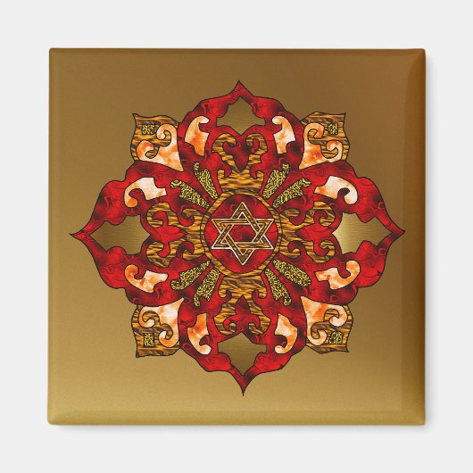 Red Hanukkah Mandala Magnet (Vorne)