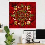 Red Hanukkah Mandala Poster (Heimbüro)