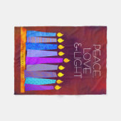 Red Hanukkah Menorah Candles Peace Liebe Light Bol Fleecedecke (Vorderseite (Horizontal))
