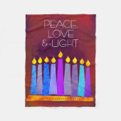 Red Hanukkah Menorah Candles Peace Liebe Light Bol Fleecedecke (Vorderseite)