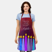 Red Hanukkah Menorah Candles Peace Liebe Light Bol Schürze (Getragen)