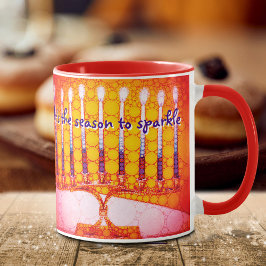 Red Hanukkah Menorah Es ist die Jahreszeit zu spar Tasse
