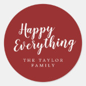 Red Happy Alles Weihnachtsgeschenk Runder Aufkleber (Vorderseite)