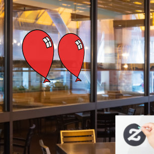 Red Happy Balloons Twins Window Cloning Fensteraufkleber