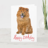 Red Happy Birthday Chow Chow Brown Puppy Dog Karte (Vorderseite)