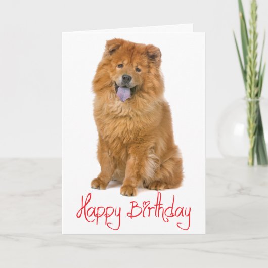 Red Happy Birthday Chow Chow Brown Puppy Dog Karte (Vorderseite)