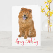 Red Happy Birthday Chow Chow Brown Puppy Dog Karte (Gelbe Blume)